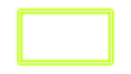 Bright green rectangular empty frame with neon glow. Neon effect bright green border. Neon glowing light green blank rectangle for picture or video frame. Vector illustration.