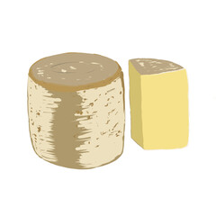 Laguiole realistic vector illustration of aged French cheese for gourmet restaurant menu