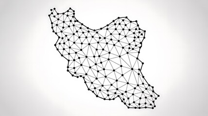 Iran Digital Map with Polygonal Mesh - Modern Geographic Data Visualization