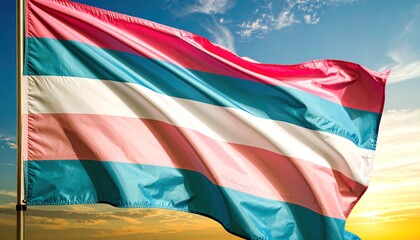Transgender Pride Flag Waving Proudly in the Sky.