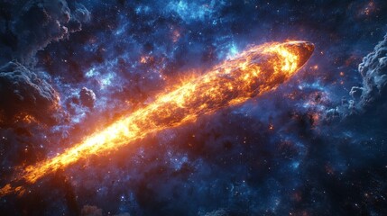 Stunning comet travels through vibrant cosmic clouds in a distant galaxy