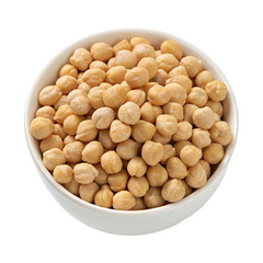 Chickpeas in a white bowl on black background