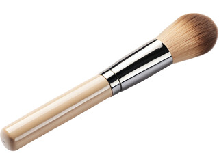 Professional makeup brush with wooden handle and silver ferrule