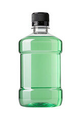 Minty fresh mouthwash in clear plastic bottle