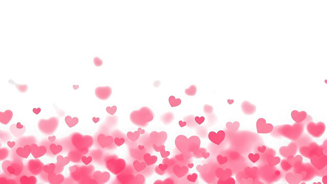 Beautiful pink hearts floating on transparent background isolated on transparent background