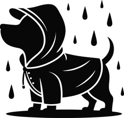 Cute Dog Wearing Raincoat Silhouette