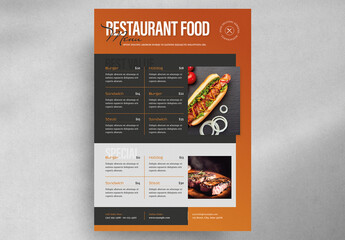 Food Menu Layout with Orange Accents