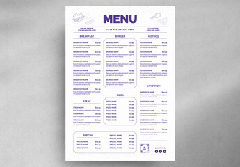 Minimal Food Menu Layout