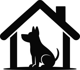 Dog Sitting Inside House Frame