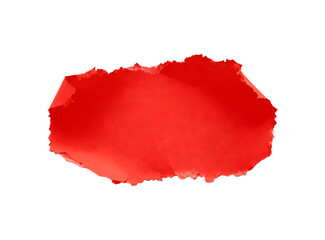 Torned red paper piece with rough edges on transparent background for design purposes