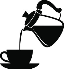 Hot Coffee Pouring Into Cup