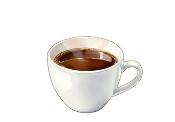 Steaming hot coffee in a white mug, morning energy boost
