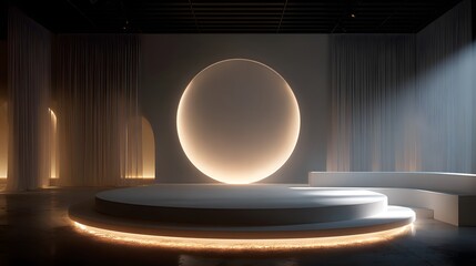 Halo Light Art Object on Concrete Plinth