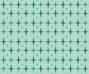 Mint Green Mid Century Star Seamless Pattern