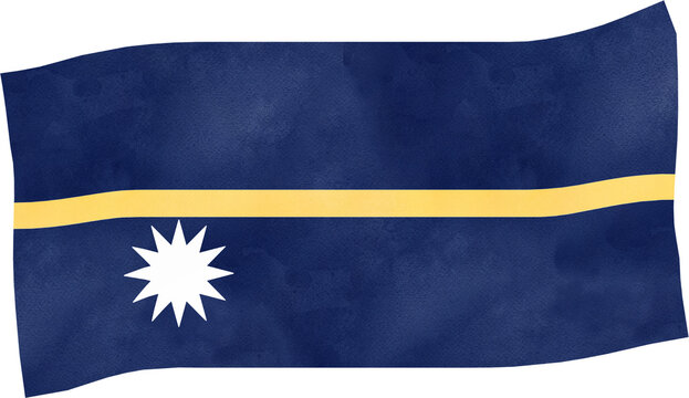 illustration of Nauru flag in watercolor style