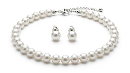 Pearl necklace and earrings set