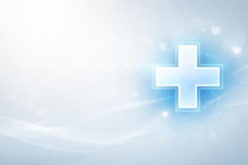 Fototapeta premium Creative Design Featuring a Light Blue Cross Symbol on a Soft Background With Gentle Highlights for Medical or Health Themes and Concepts