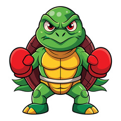 Fototapeta premium Funny smiling green turtle cartoon mascot waving happily