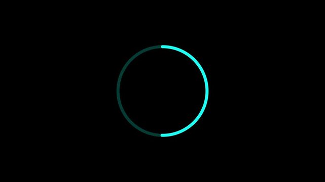 4K Loading circle icon, loading circle animation loading circle line animation on black screen background, loading icon for download progress, load game data, buffering process, application interface