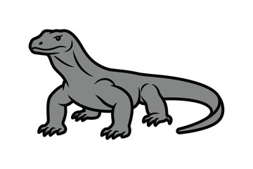 Powerful Komodo dragon vector illustration, giant lizard mascot isolated on white