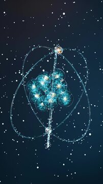 Atom anatomy, Atomic model or structure , alpha channel, electrons orbiting the nucleus particles, Single atom and its electron cloud. Quantum mechanics and atomic, Neutrons and protons, 3d render