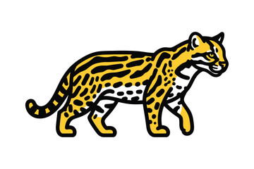 Margay or ocelot wild cat vector illustration isolated on white