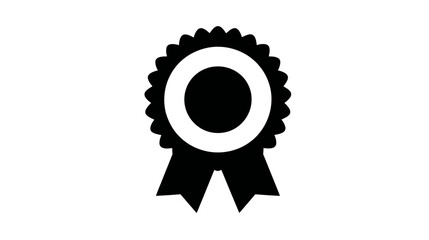 Fototapeta premium Black award ribbon icon, vector rosette badge symbolizing quality, best choice, premium guarantee, success, and achievement.