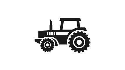 Obraz premium Simple black tractor icon, flat design silhouette of an agricultural farming vehicle on white background