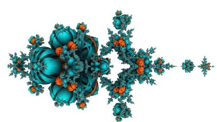Fractal pattern with teal and orange elements