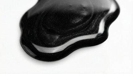 Obraz premium black viscous liquid with glitter on white background