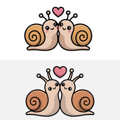  cute cartoon snails in love