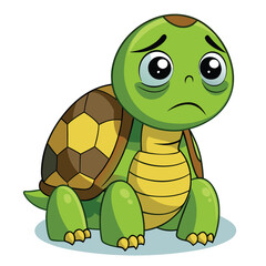 A cute green cartoon turtle smiling happily like a cheerful toy character in nature