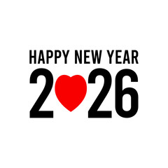 Happy New Year 2026. Hand drawn vector lettering. Isolated on white background.