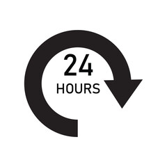 Fototapeta premium A black and white vector icon illustration representing continuous 24-hour service or support Vector