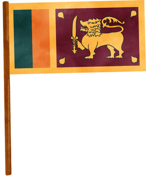 illustration of Sri Lan ka Flag in watercolor style