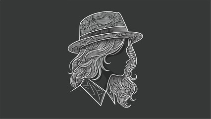 Elegant Woman with Hat Silhouette Illustration.