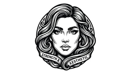 Elegant Womans Face with Strength and Aesthetic Banner.
