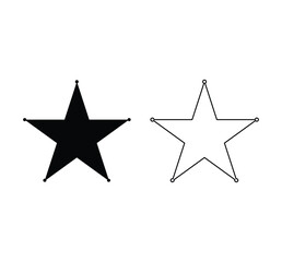 Fototapeta premium Two five-pointed stars, one solid black and one outline, presented as a minimalist icon Vector