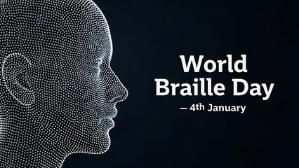 world braille day futuristic abstract head made of dots symbolizing knowledge and accessibility