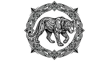 Intricate Celtic Knotwork Panther Design.