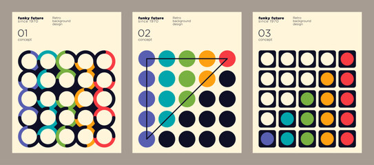 A brochure cover set design with a colorful circle pattern. Vector illustration.