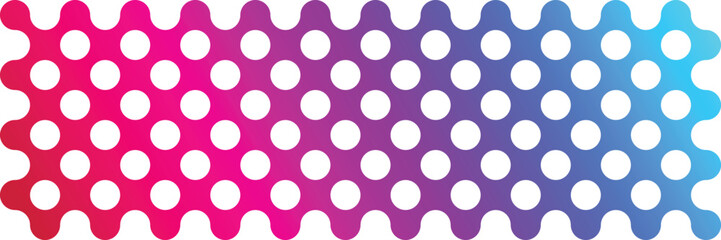 Colorful halftone gradient dots vector background transitioning smoothly from red to purple and blue in vibrant modern pop art style with seamless pattern and bright vivid colors