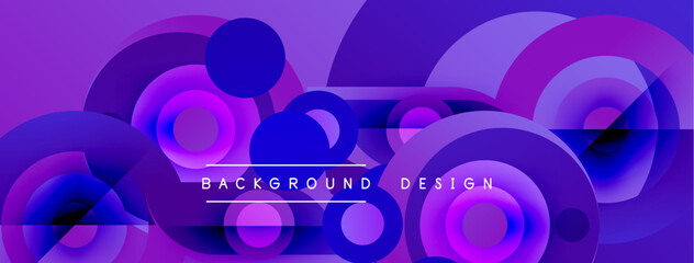 Abstract purple design features overlapping circles, creating dynamic visual texture. Modern composition suits backgrounds, presentations.