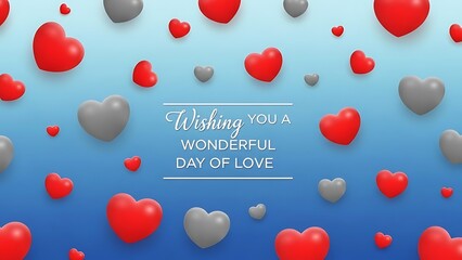 Red and grey hearts wishing you a wonderful day of love