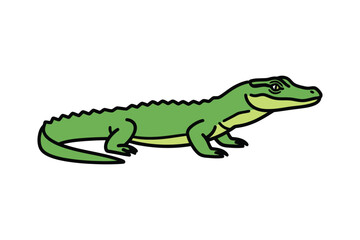 Side view of a flat style cartoon alligator mascot