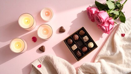 Romantic Chocolate and Candle Setup
