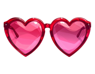 Romantic Heart Frame Sunglasses with Pink Shades Valentine Fashion Accessory PNG