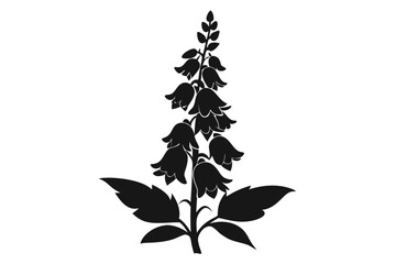 foxglove silhouette line art vector illustration with a white background © pipp99