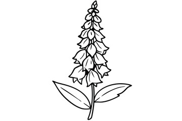 foxglove silhouette line art vector illustration with a white background © pipp99