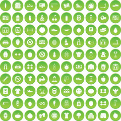 100 Gym and Fitness Icons Green Circle
